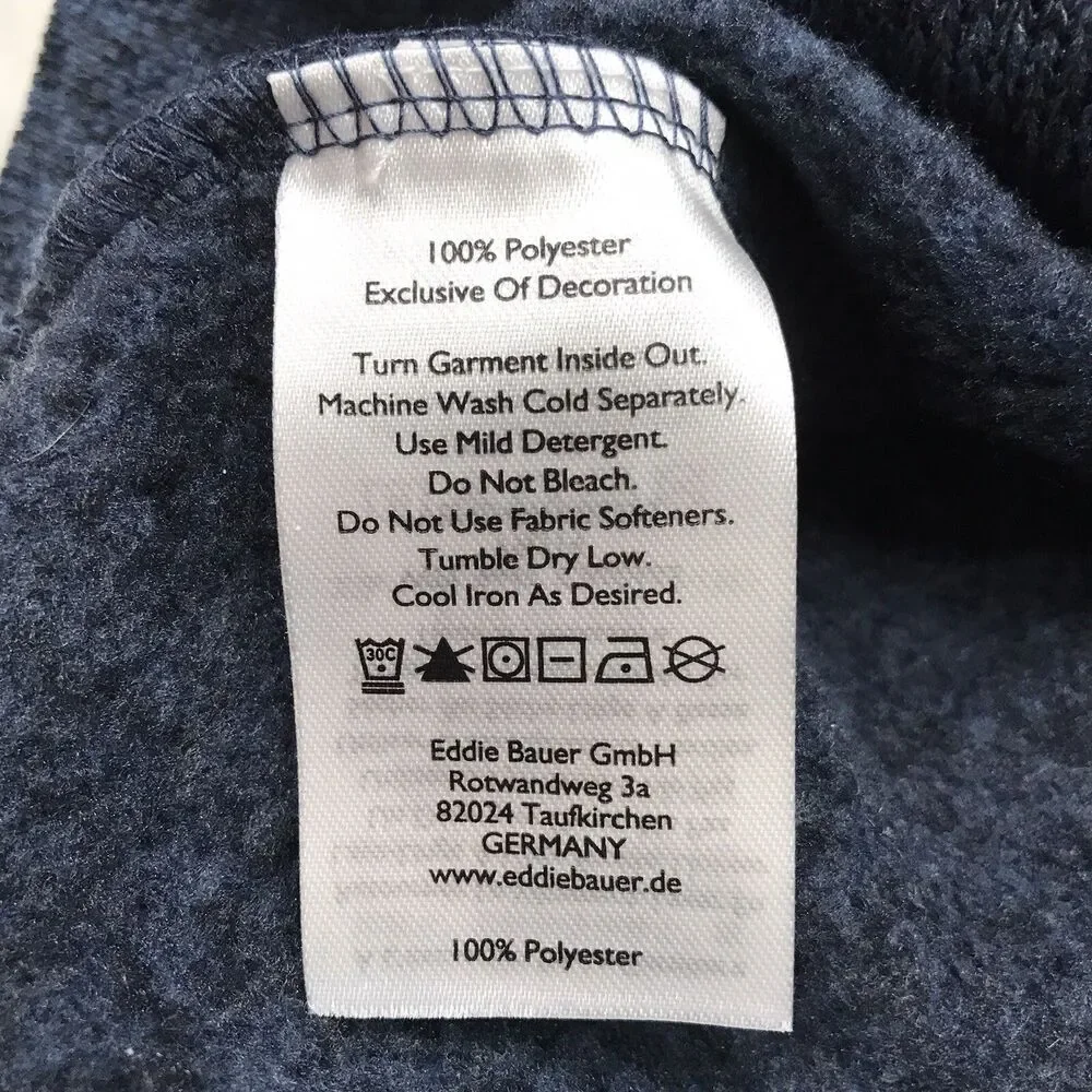 EDDIE BAUER 1/4 Button Fleece Sweater Men M Blue Lined Knit Outdoor Pullover